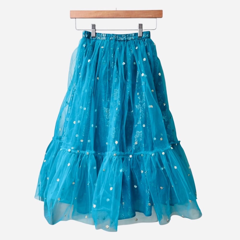 Girls Indian Maxi Skirt | Teal Lehenga
